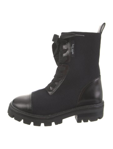 Pre-owned Kate Spade Leather Combat Boots In Black