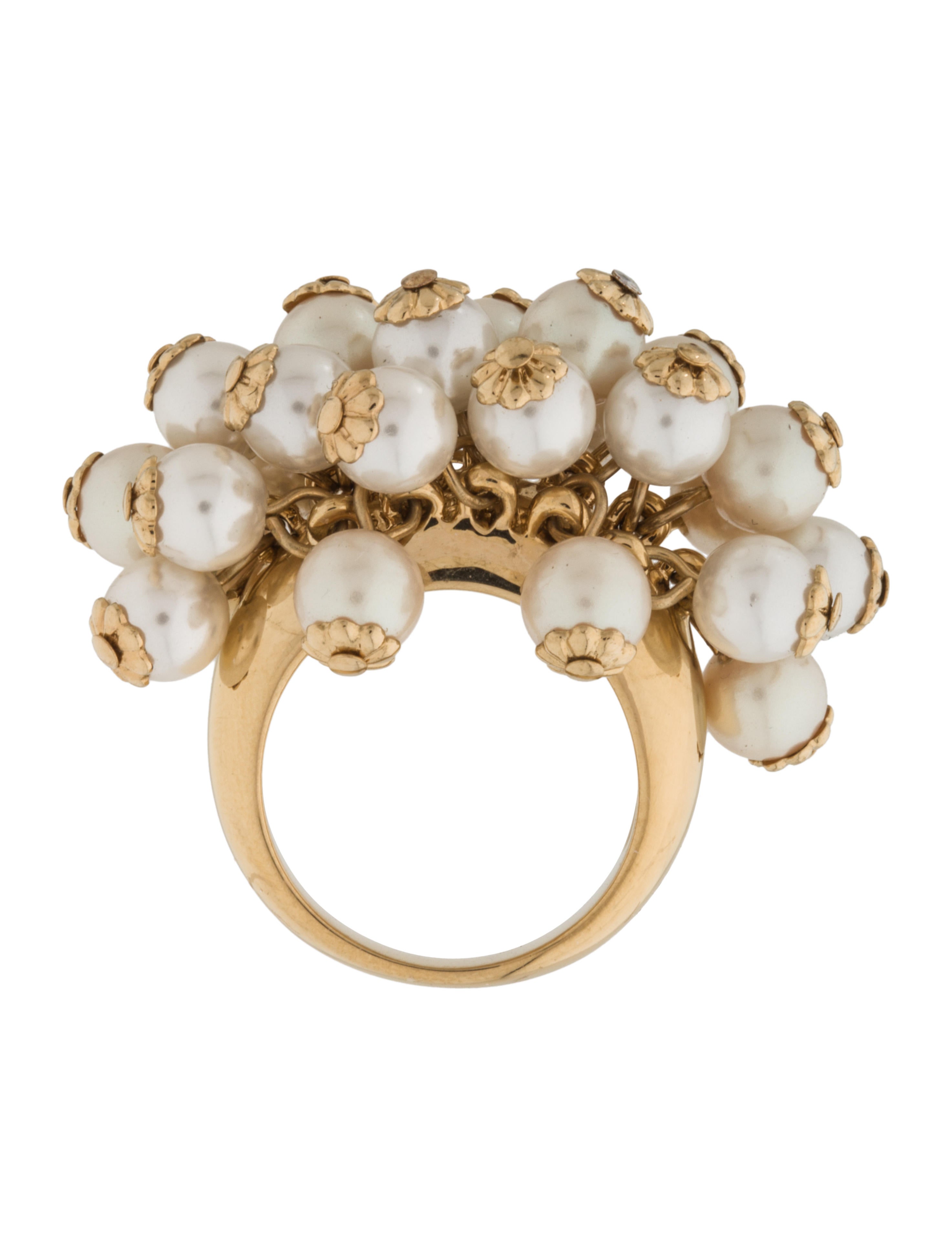 Kate Spade New York Faux Pearl Cluster Cocktail Ring Rings WKA57262 The RealReal