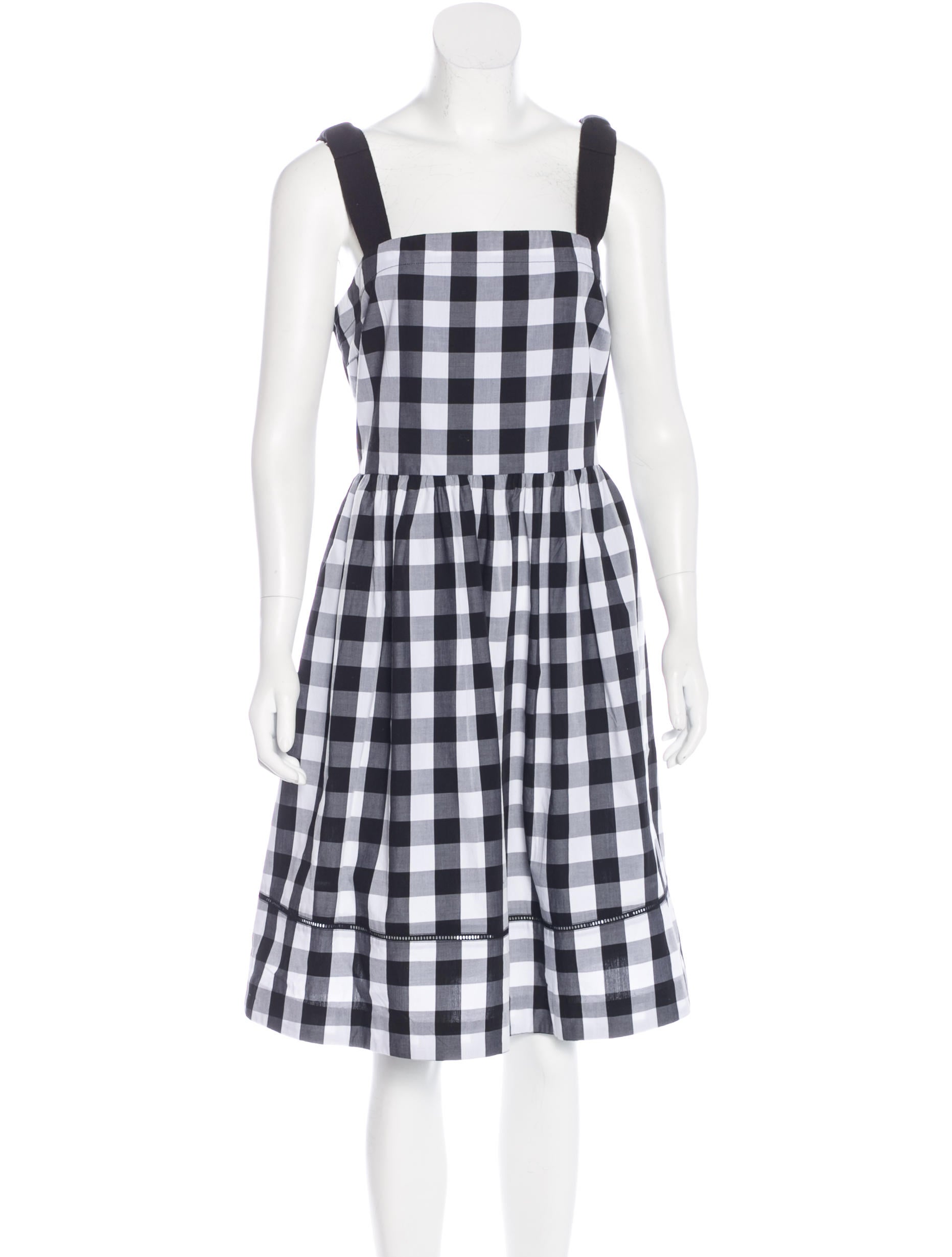 Kate Spade New York Gingham Print Midi Dress Dresses WKA60606 The