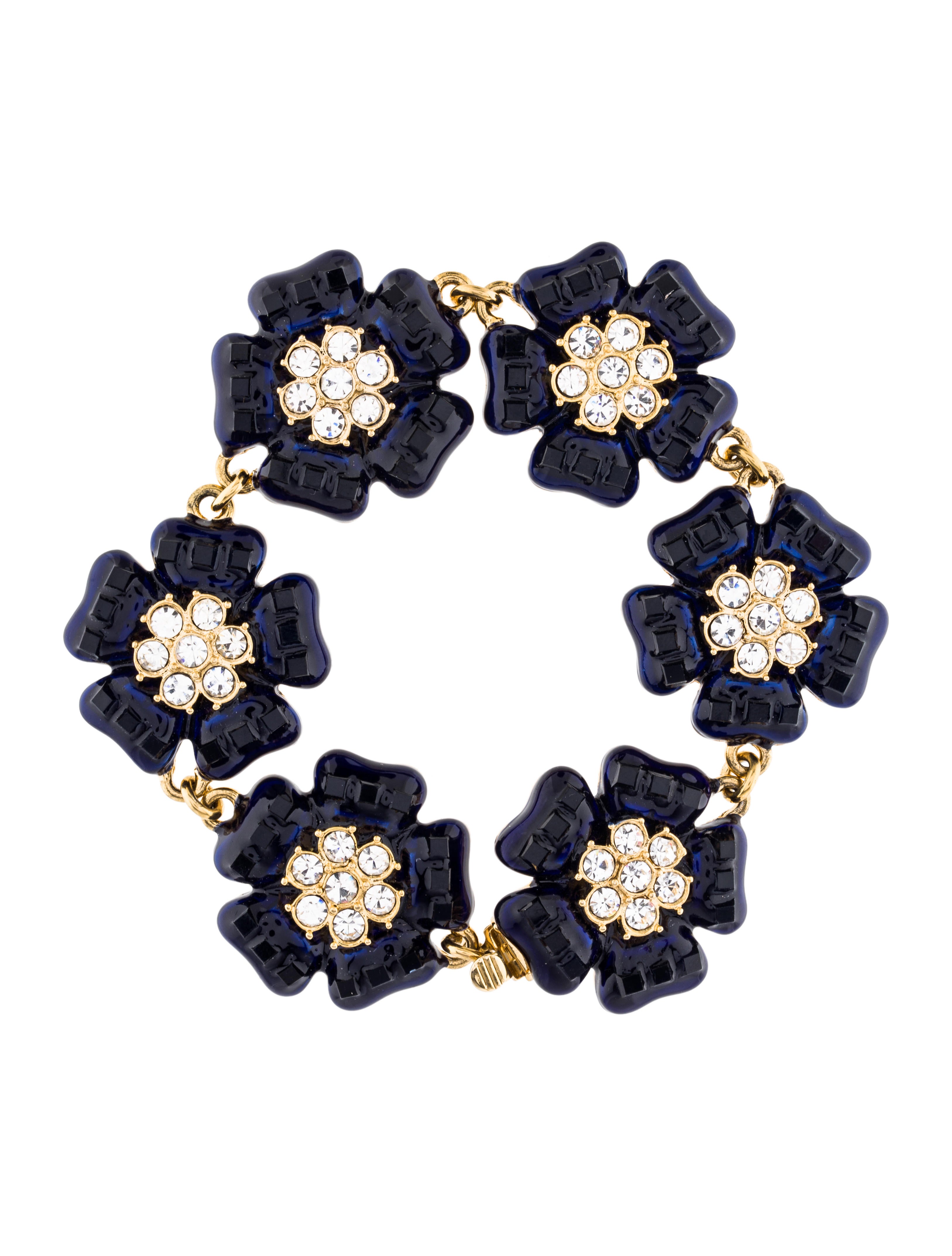 Kate Spade New York Crystal & Enamel Floral Link Bracelet Bracelets