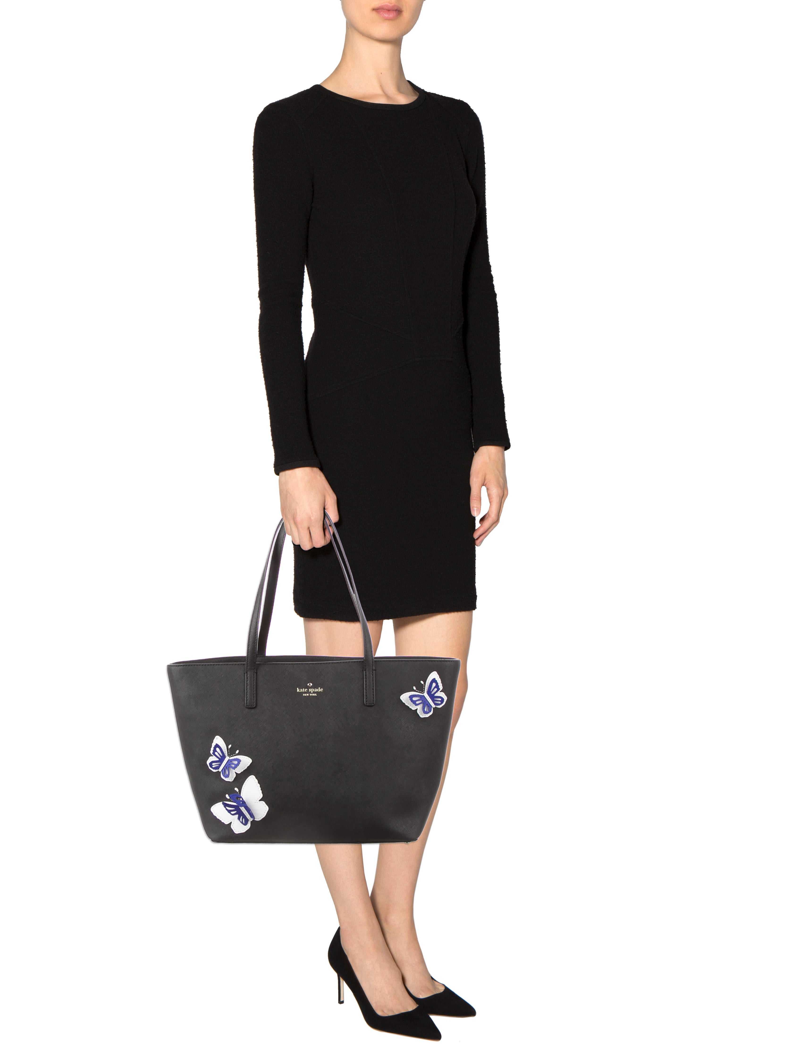 Kate Spade New York Butterfly Leather Tote Black Totes, Handbags