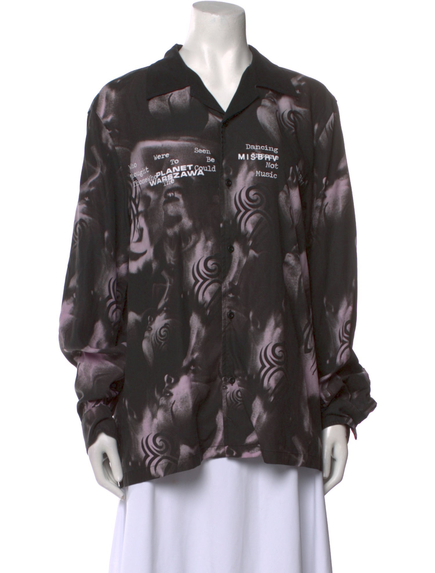 MISBHV Printed Long Sleeve Button-Up Top