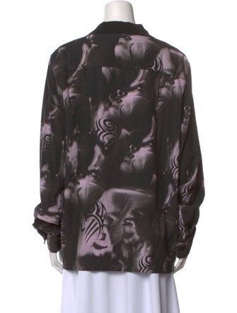 MISBHV Printed Long Sleeve Button-Up Top