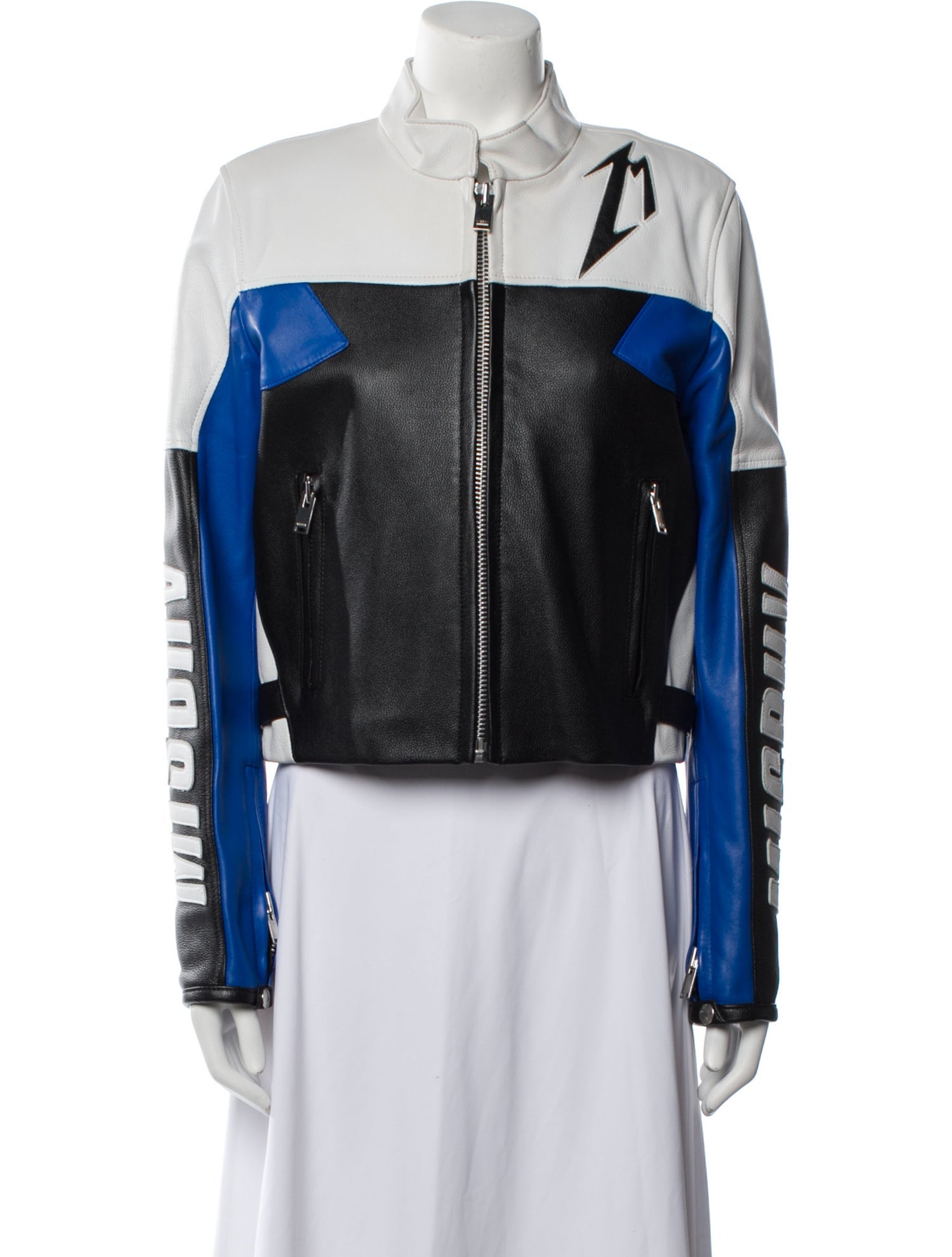 MISBHV Leather Colorblock Pattern Biker Jacket