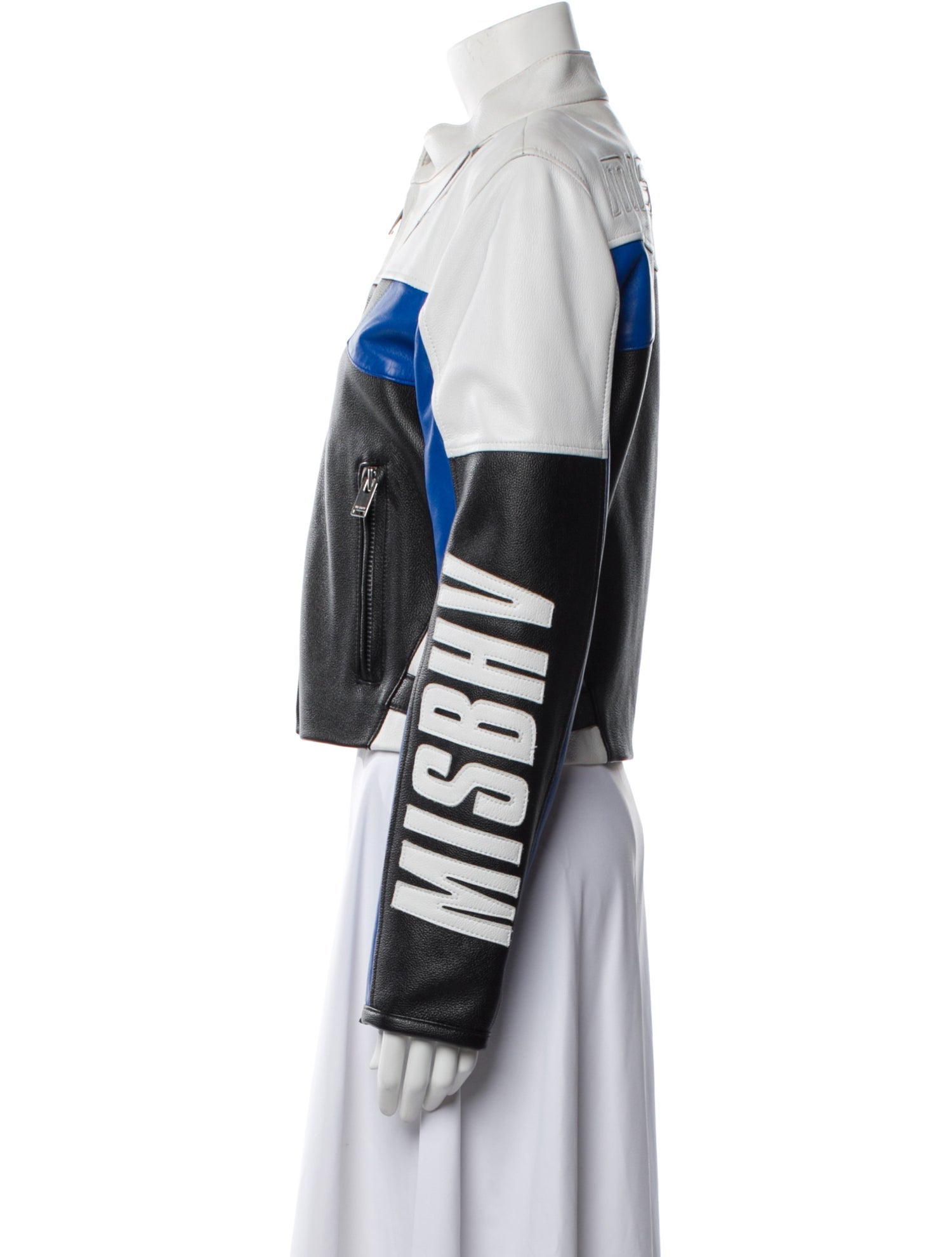 MISBHV Leather Colorblock Pattern Biker Jacket