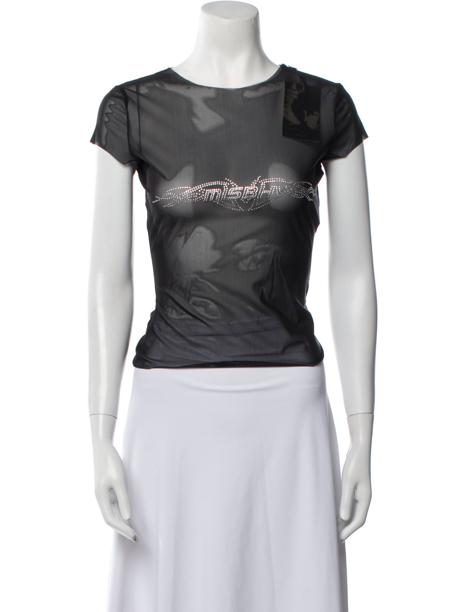 MISBHV Mesh Bateau Neckline Crop Top w/ Tags