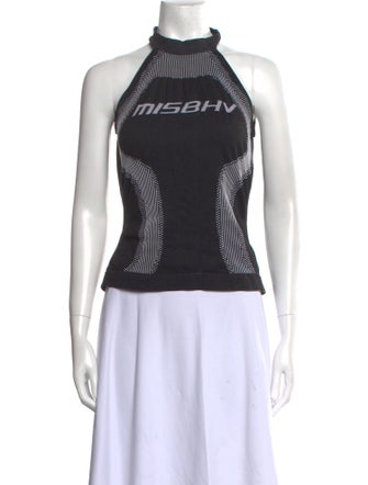 MISBHV Graphic Print Mock Neck Top
