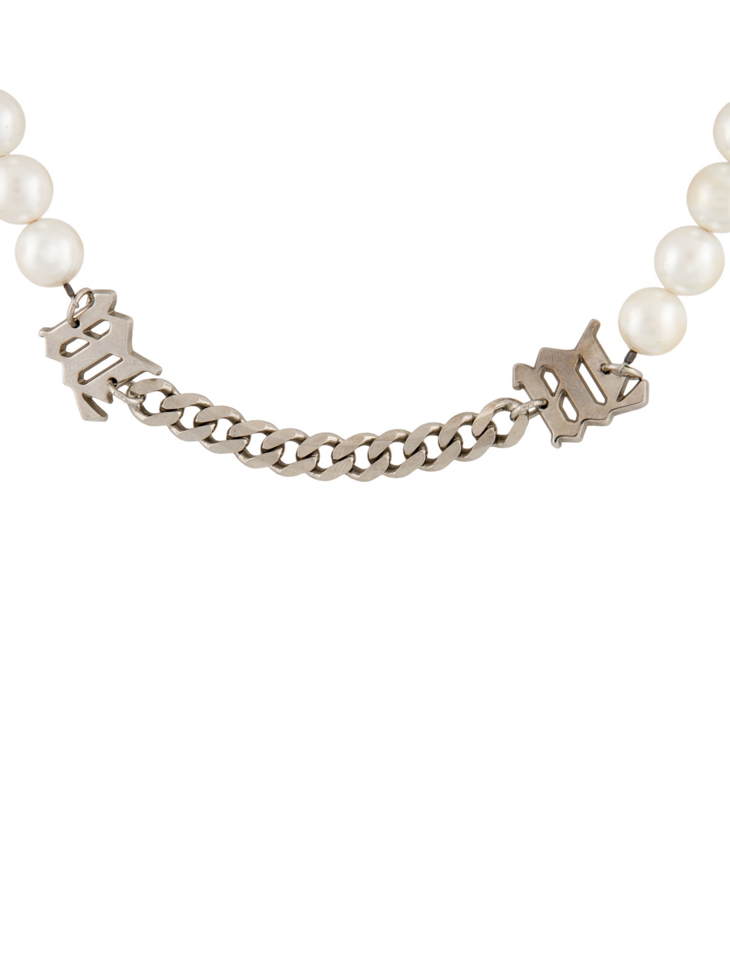 MISBHV Faux Pearl & Curb Link Choker Necklace