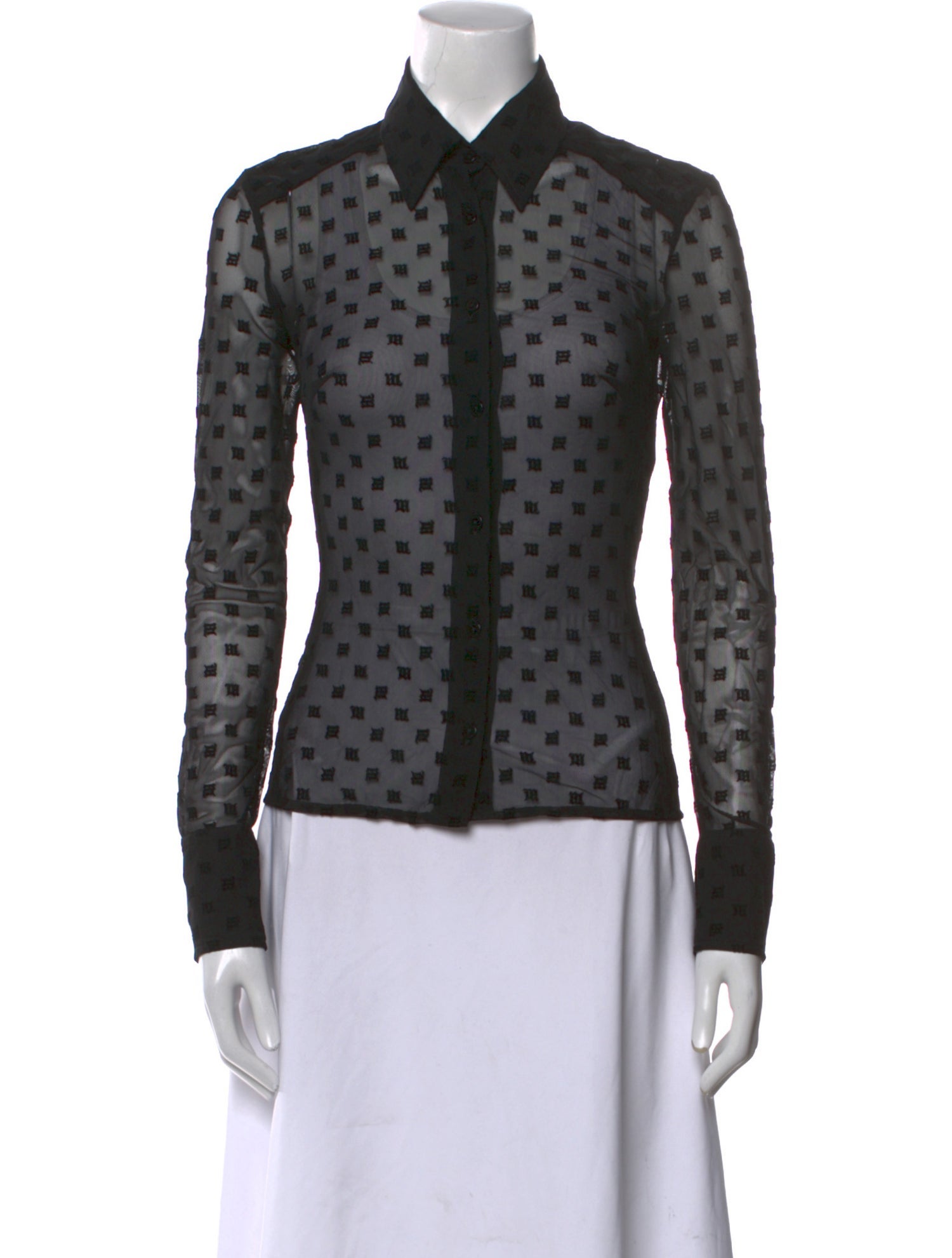 MISBHV Polka Dot Print Long Sleeve Button-Up Top