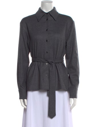 Kallmeyer Wool Long Sleeve Button-Up Top