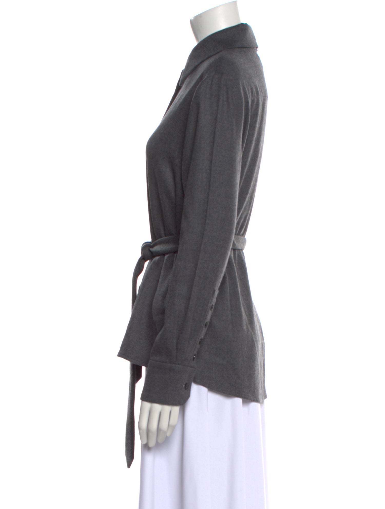 Kallmeyer Wool Long Sleeve Button-Up Top