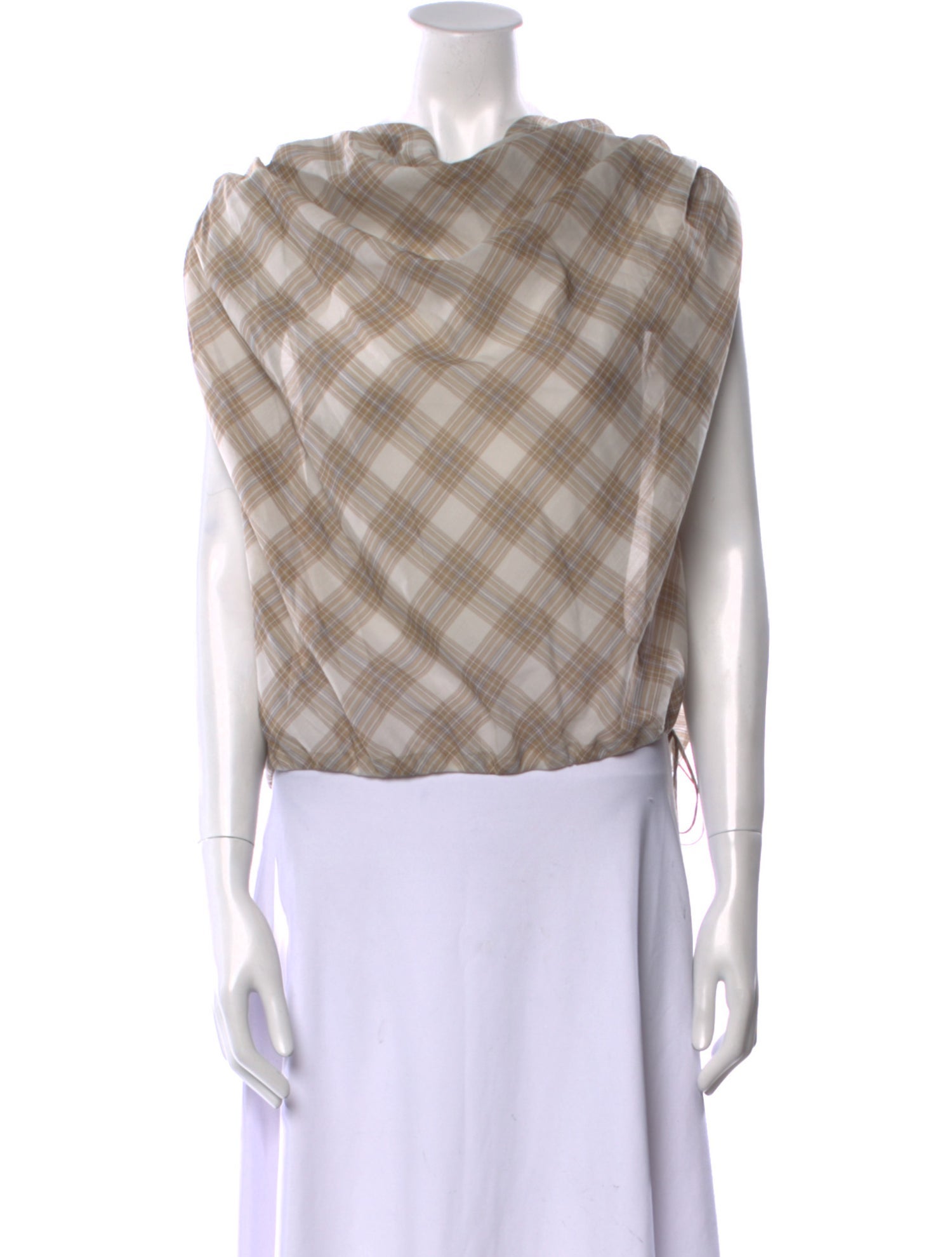 Kallmeyer Plaid Print Cowl Neck Crop Top w/ Tags