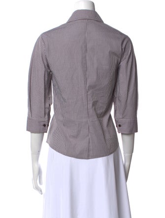 Kallmeyer Plaid Print Three-Quarter Sleeve Button-Up Top