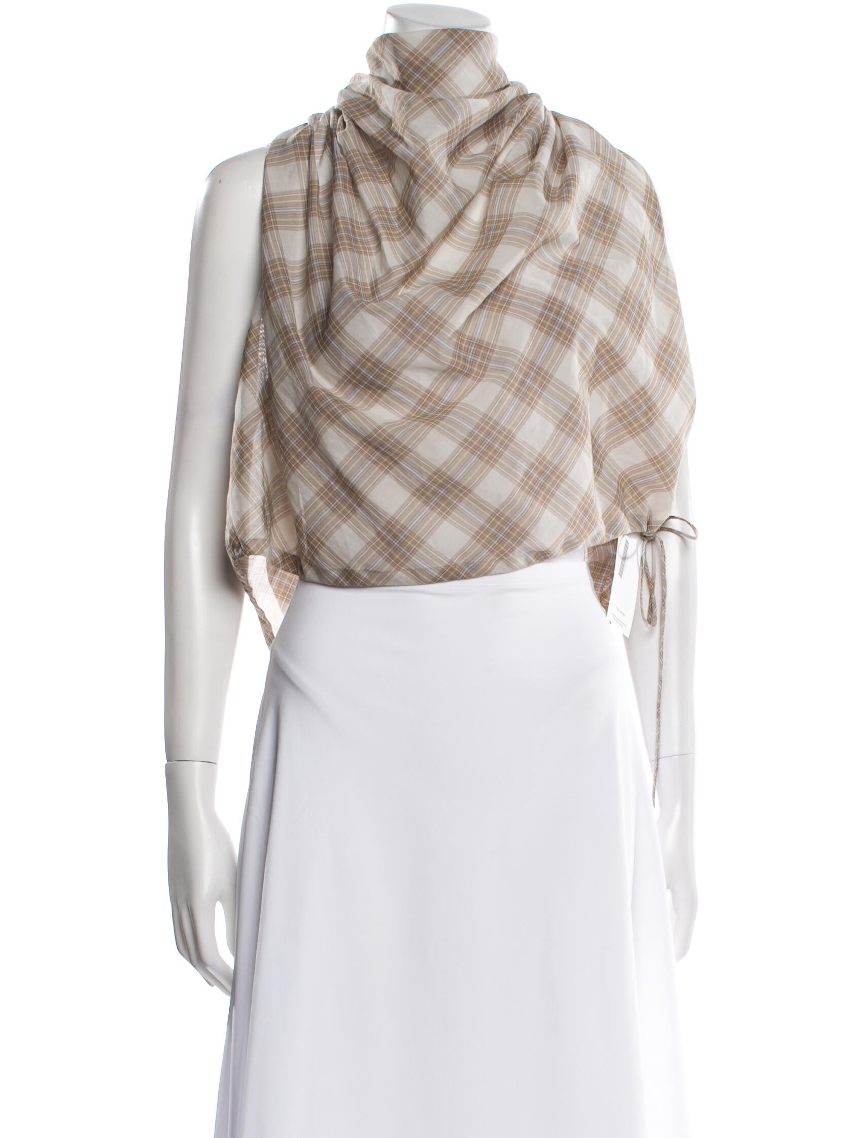 Kallmeyer Plaid Print Mock Neck Crop Top