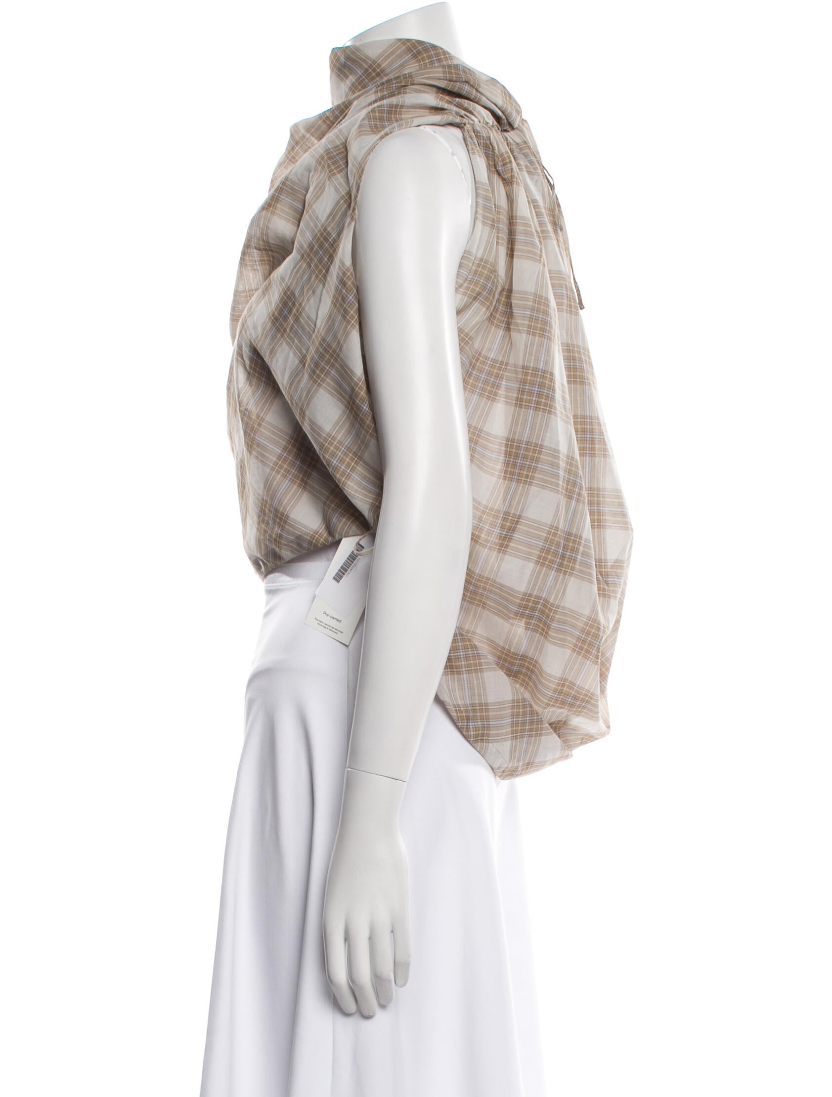 Kallmeyer Plaid Print Mock Neck Crop Top