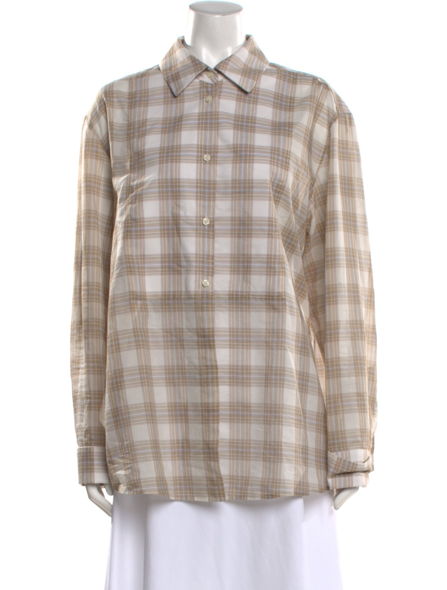 Kallmeyer Plaid Print Long Sleeve Button-Up Top