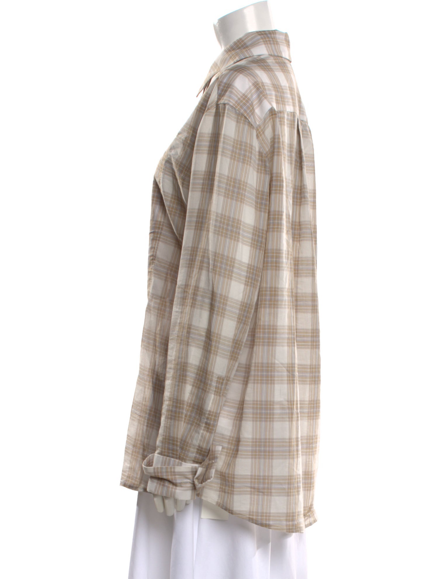 Kallmeyer Plaid Print Long Sleeve Button-Up Top