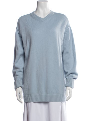 Pre-owned Kallmeyer Wool V-neck Sweater In Blue