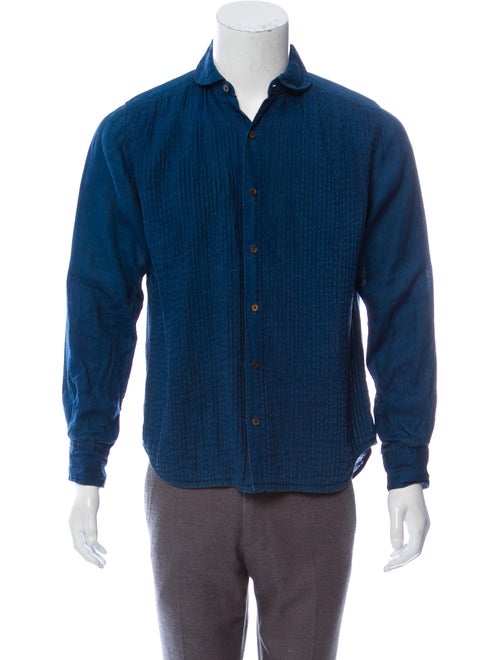 Kapital Pleated Linen Shirt blue