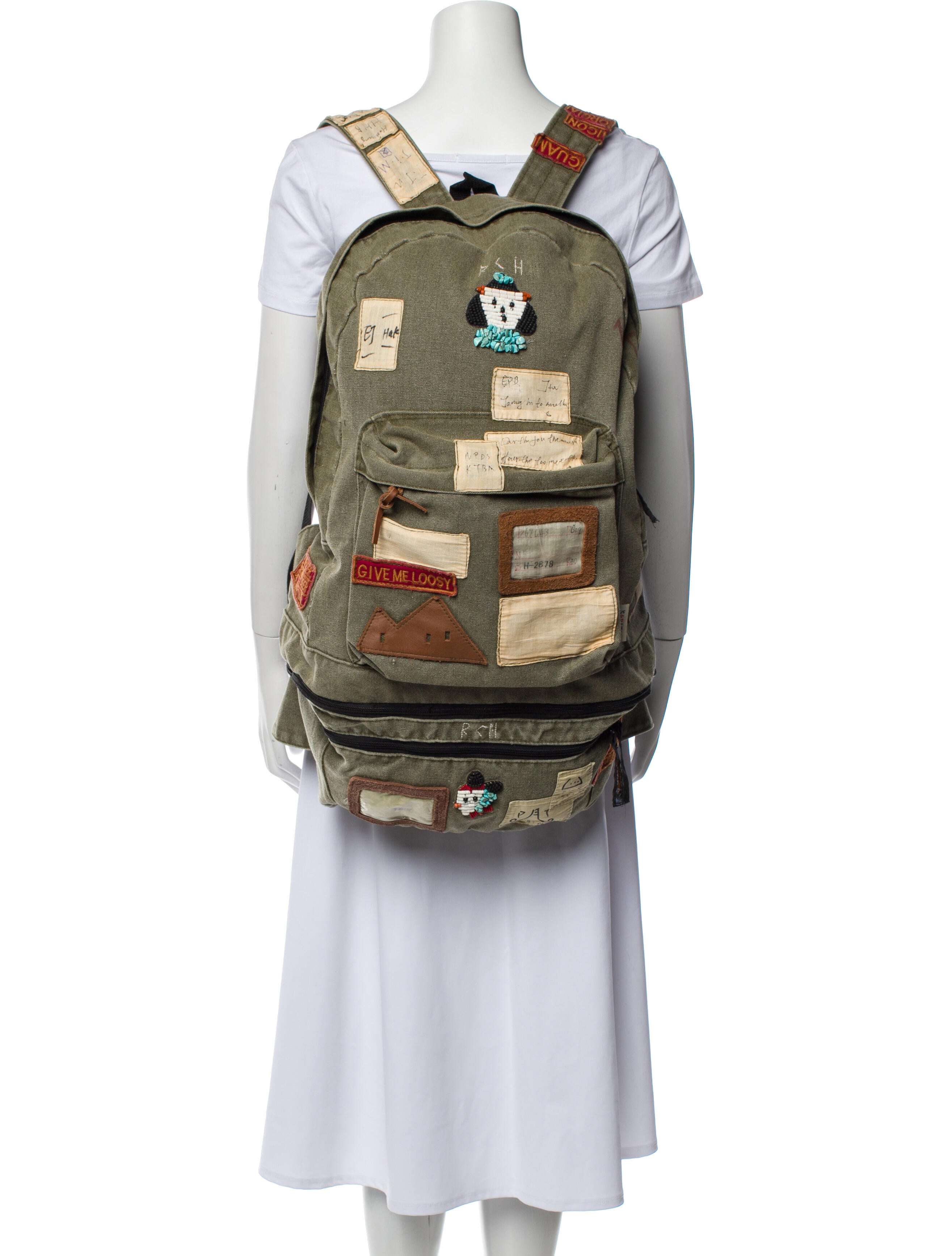Kapital Embroidered Canvas Backpack - Green Backpacks, Handbags