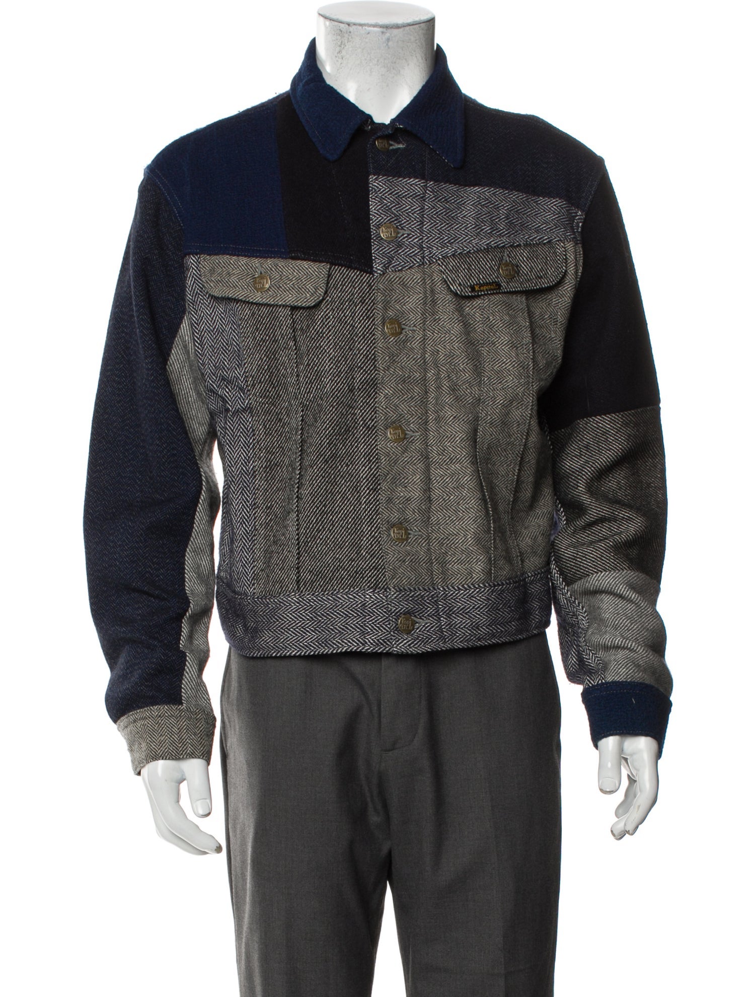 Kapital Colorblock Pattern Denim Jacket