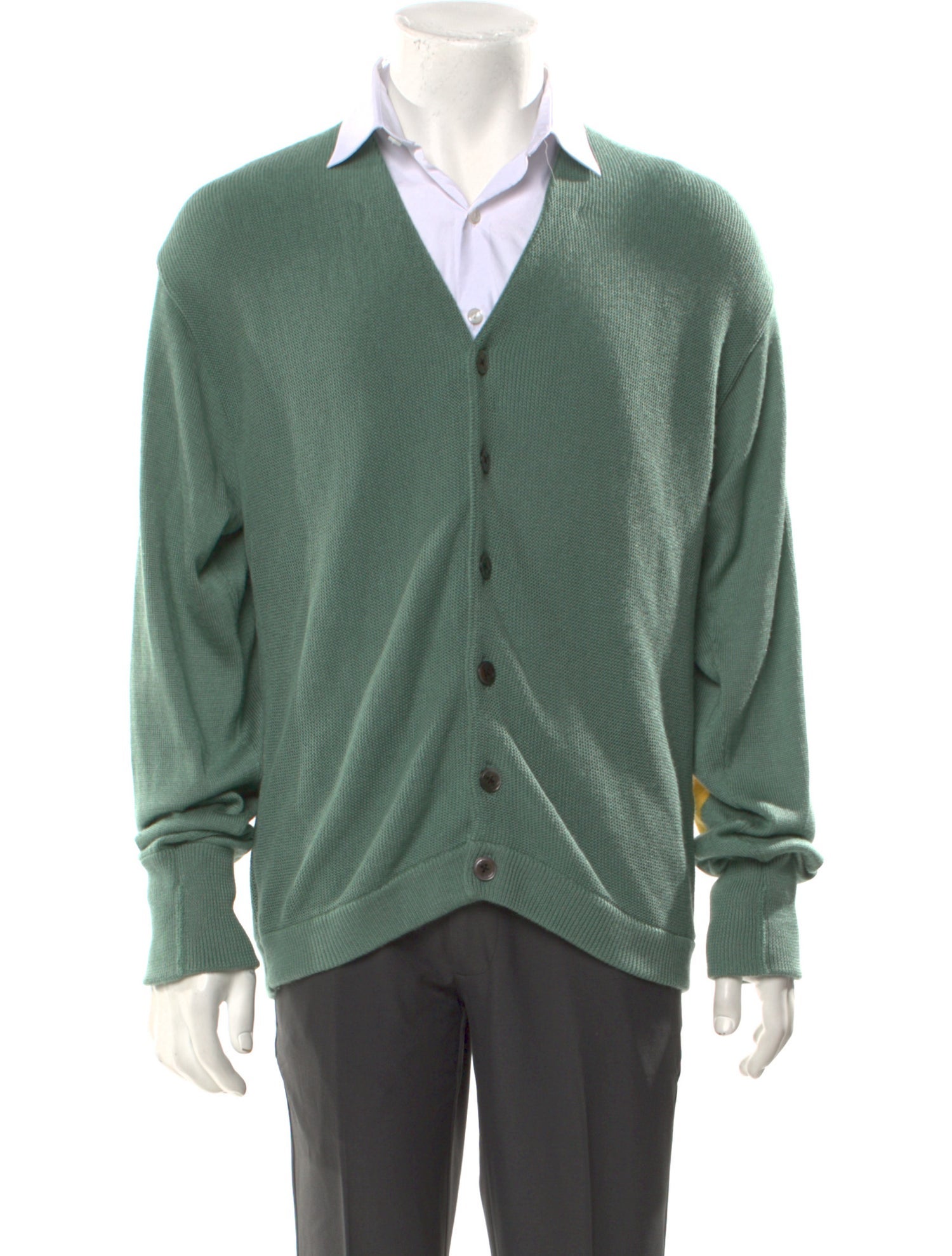 Kapital Intarsia Smiley Knit V-Neck Cardigan