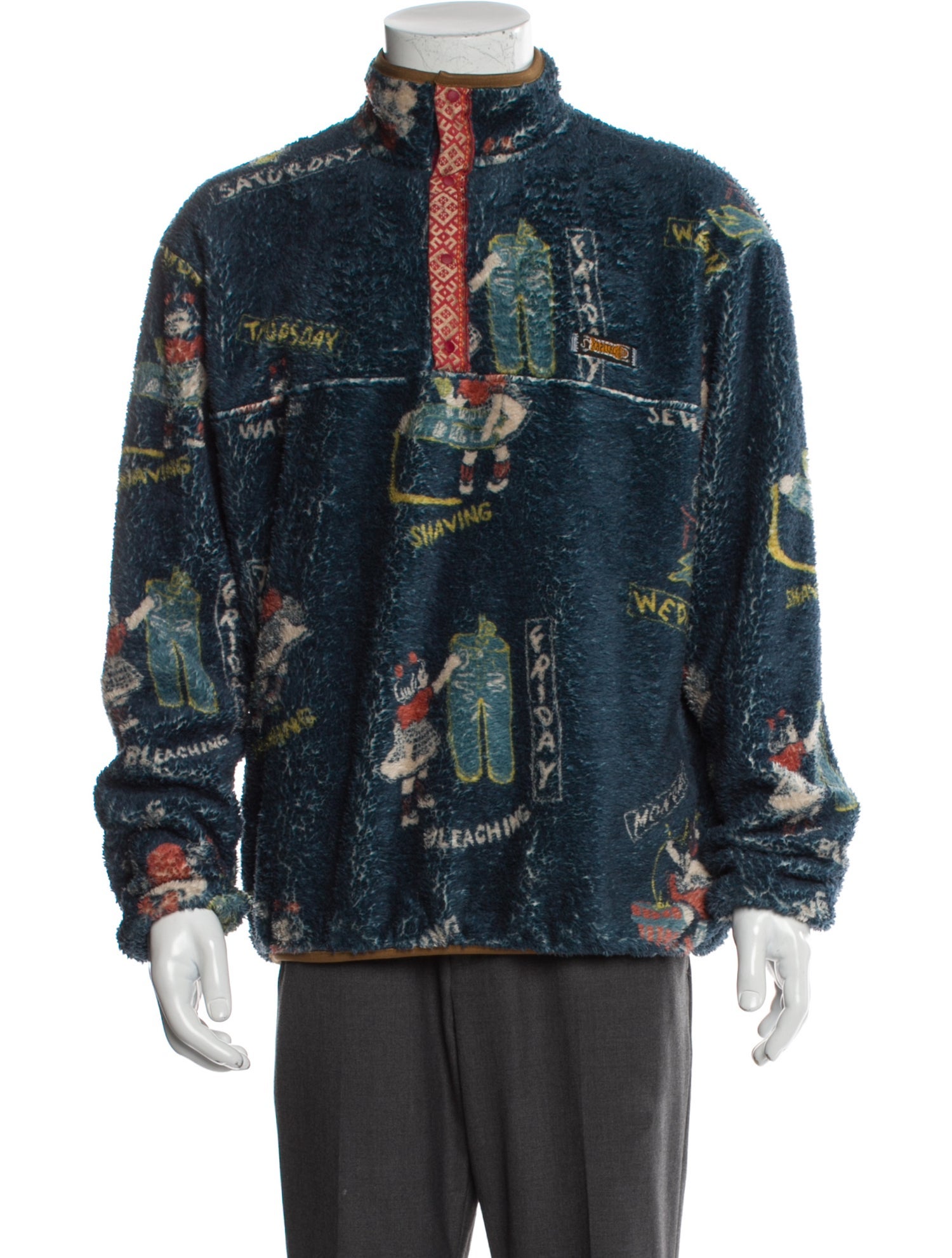 Kapital Calendar Fleece Printed Denim Jacket