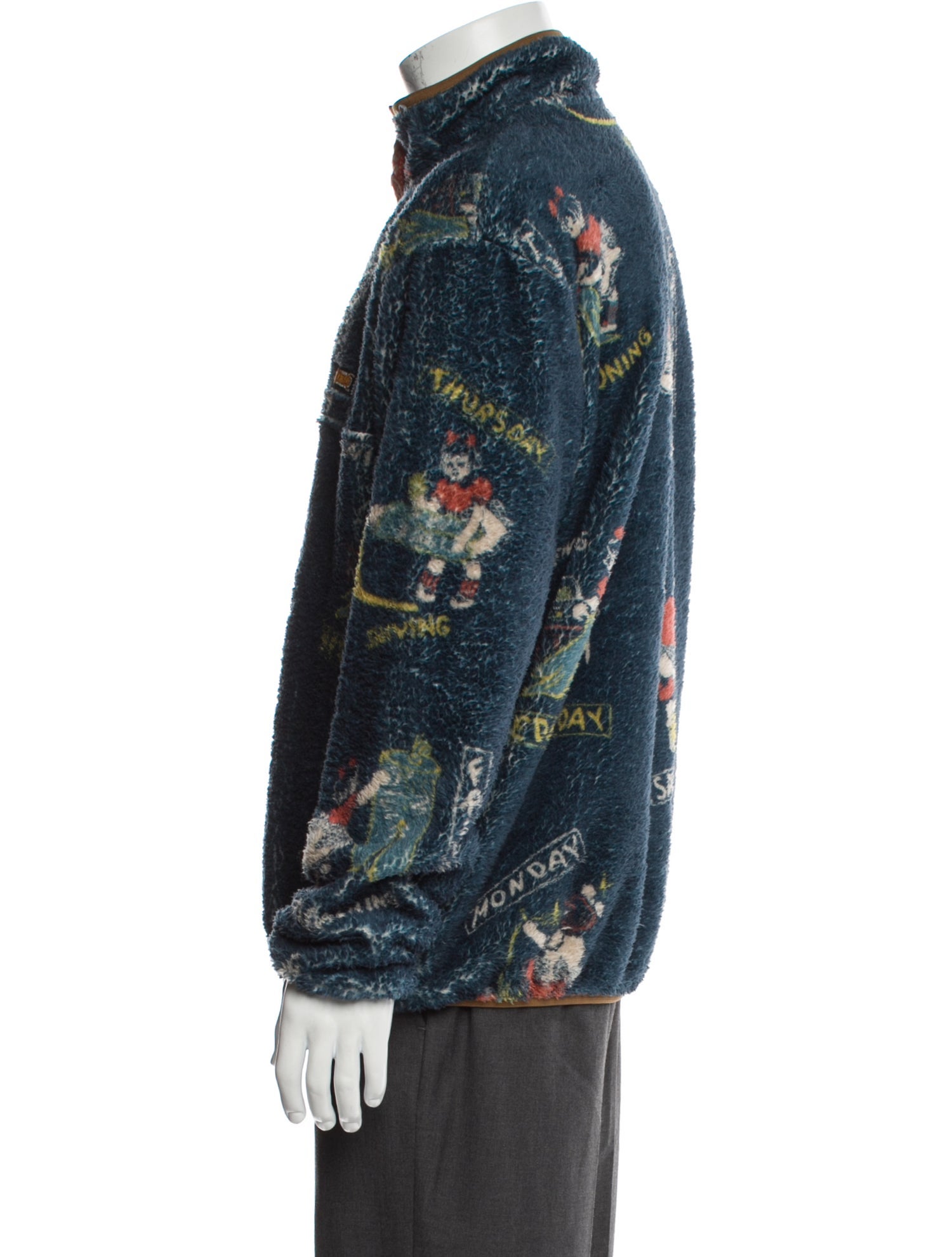 Kapital Calendar Fleece Printed Denim Jacket