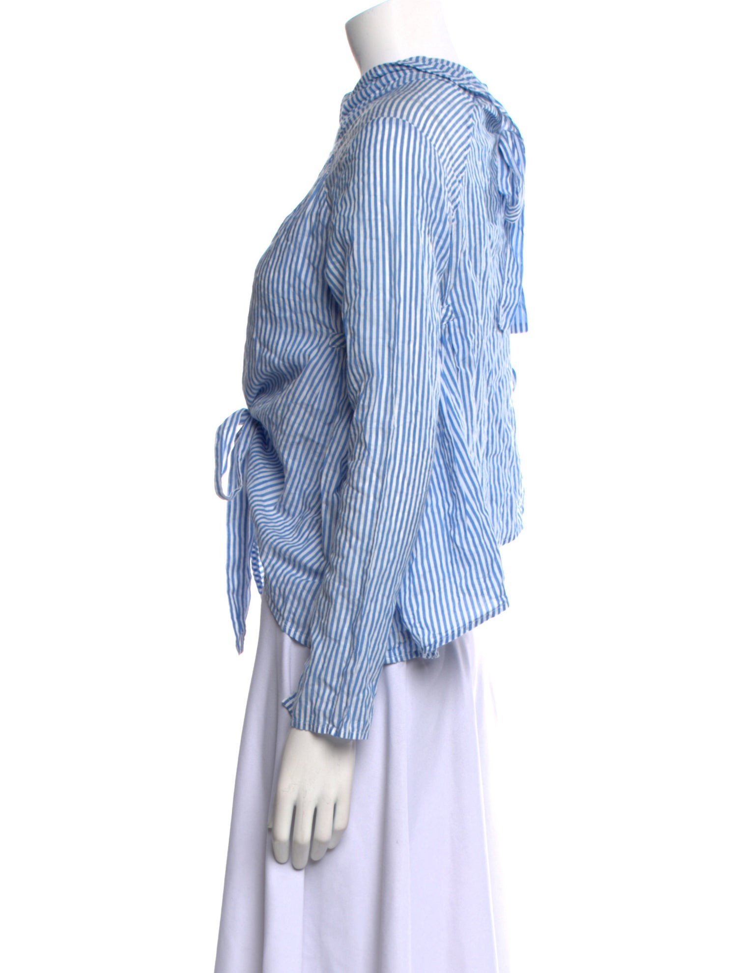 Kapital Striped Mock Neck Button-Up Top