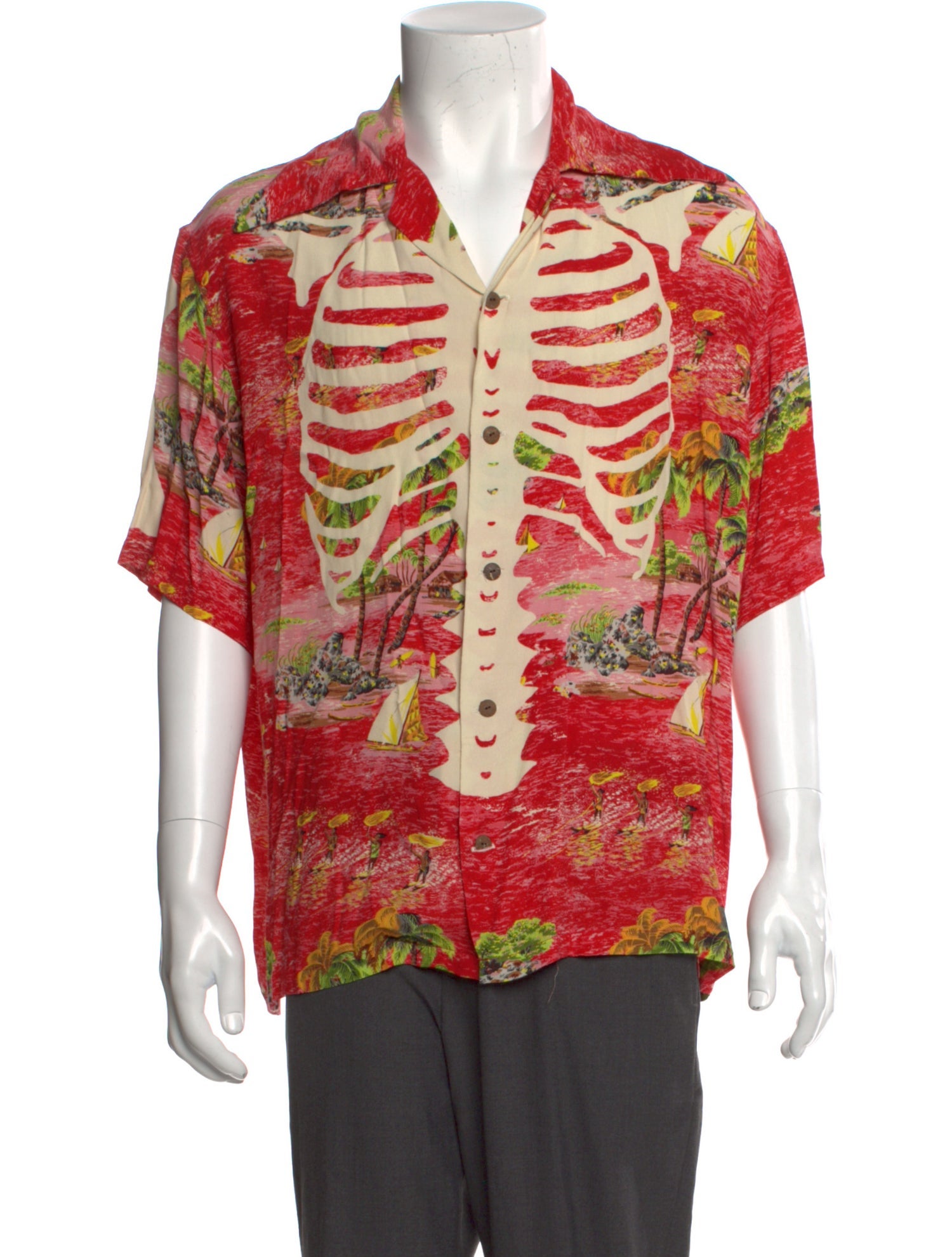Kapital Kamehameha Bone Aloha Printed Shirt