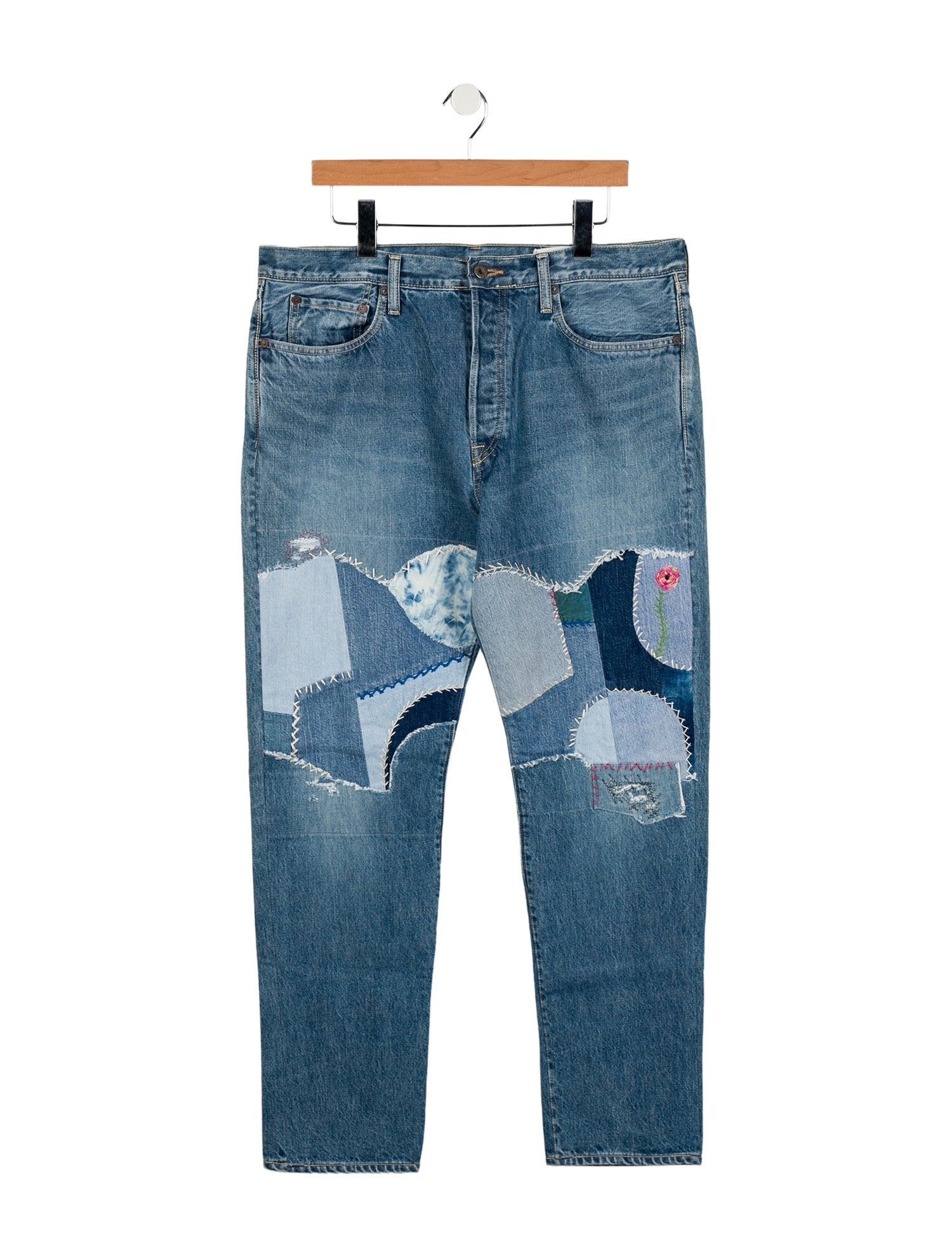 Kapital 14Oz Denim 5P 'Monkey' Patchwork Slim Fit Jeans w/ Tags