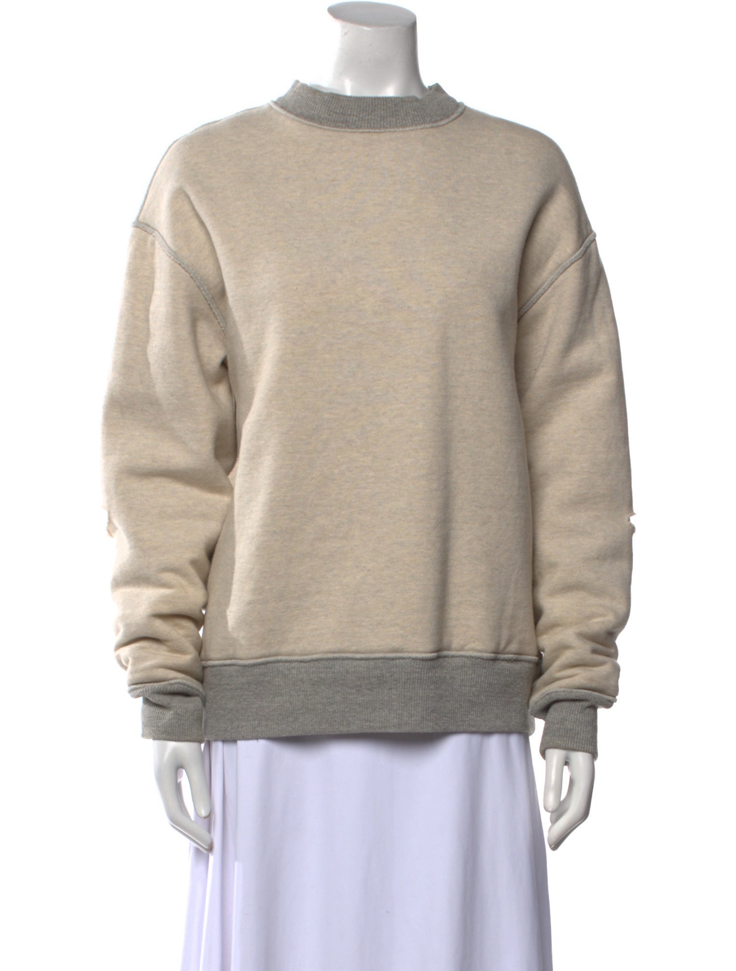 Kapital Reversible Elbow-Rip 'Coneybowy' Mock Neck Sweatshirt