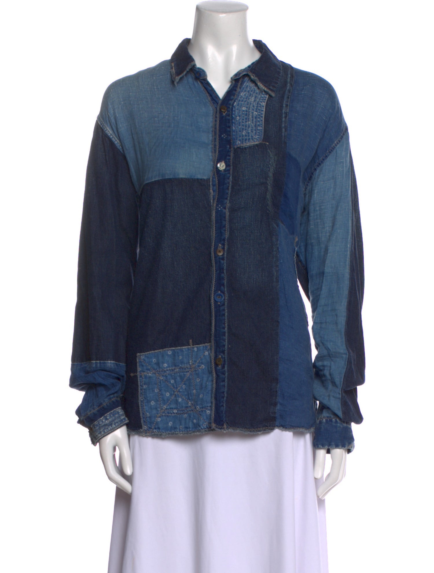 Kapital Linen Long Sleeve Button-Up Top