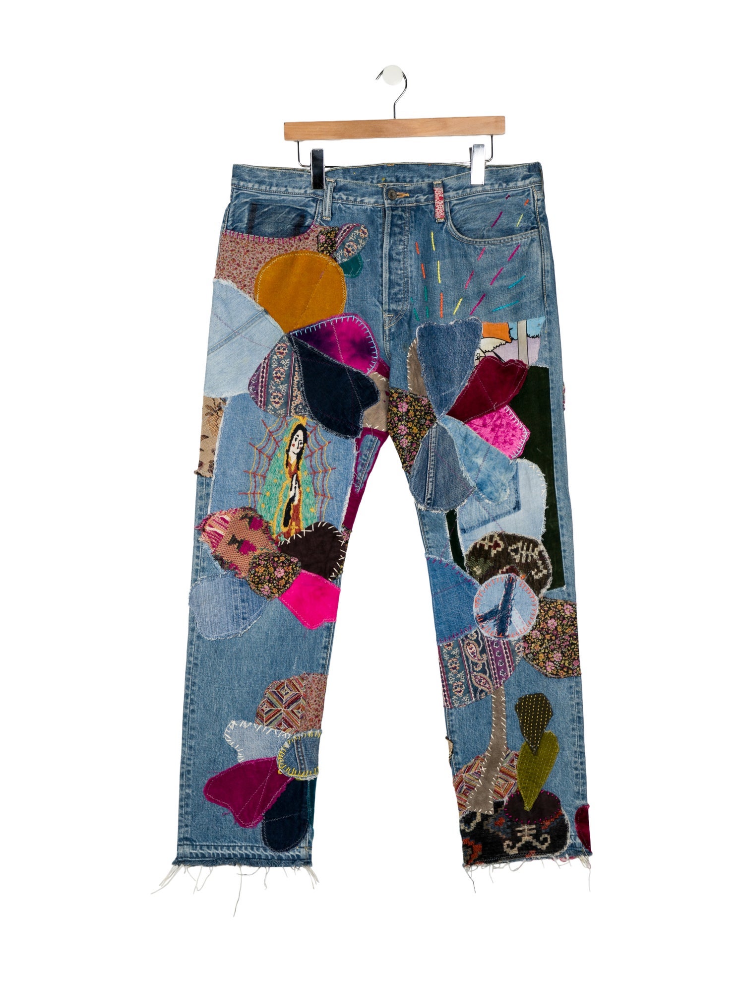 Kapital Patched Hippie Straight-Leg Jeans