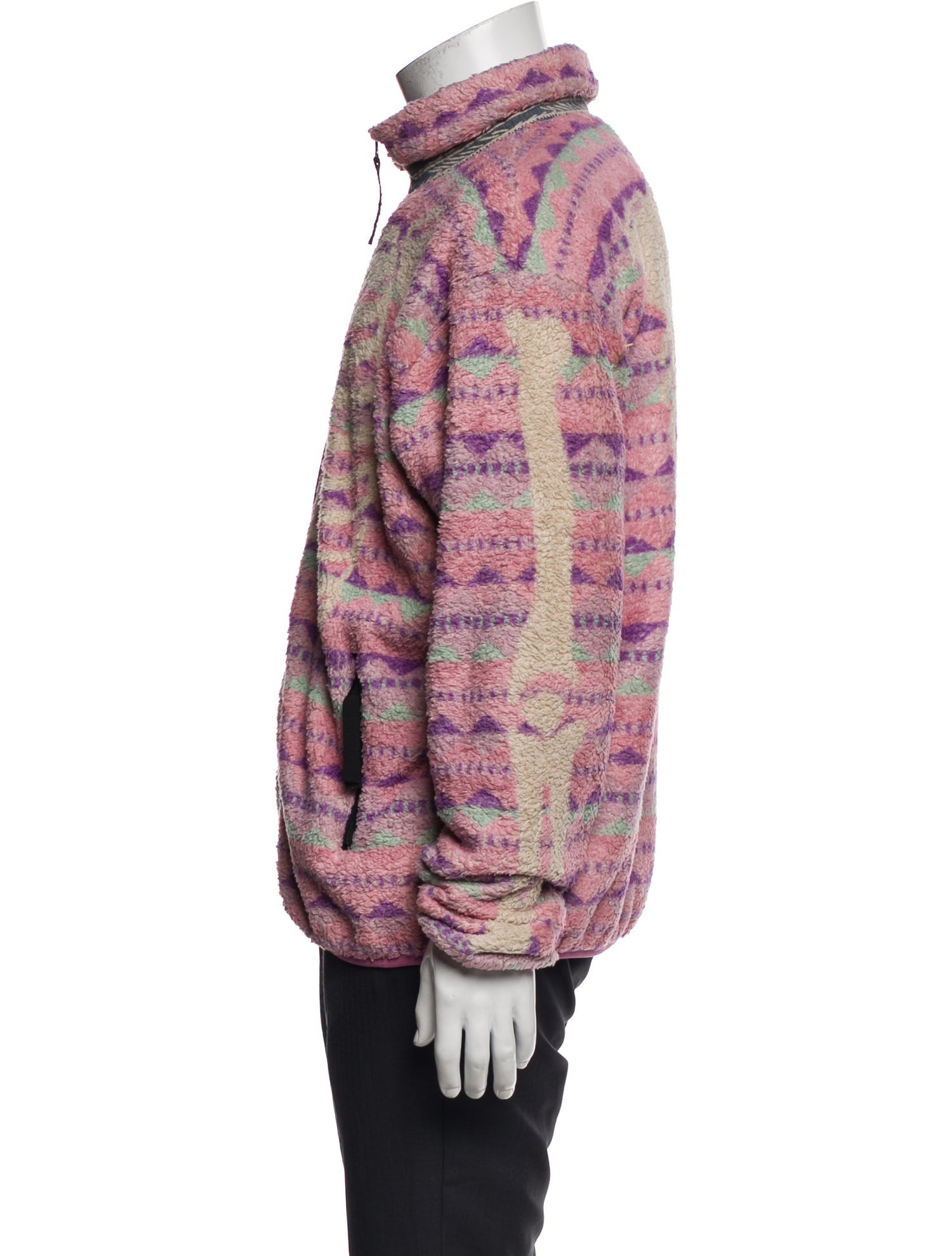 Kapital Tweed Pattern Mock Neck Cardigan