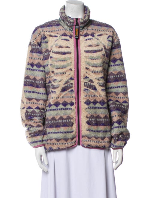 Kapital Ashland Bone Stripe Fleece Printed Faux Fur Jacket