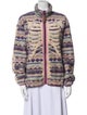 Kapital Ashland Bone Stripe Fleece Printed Faux Fur Jacket