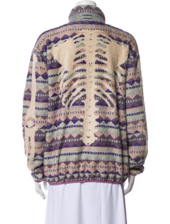 Kapital Ashland Bone Stripe Fleece Printed Faux Fur Jacket