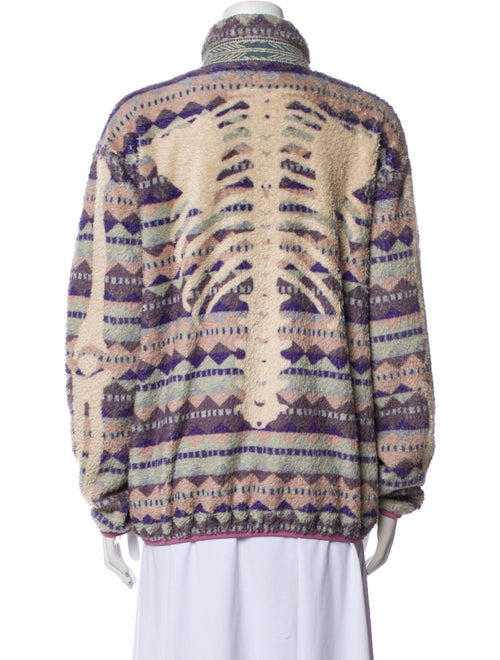 Kapital Ashland Bone Stripe Fleece Printed Faux Fur Jacket