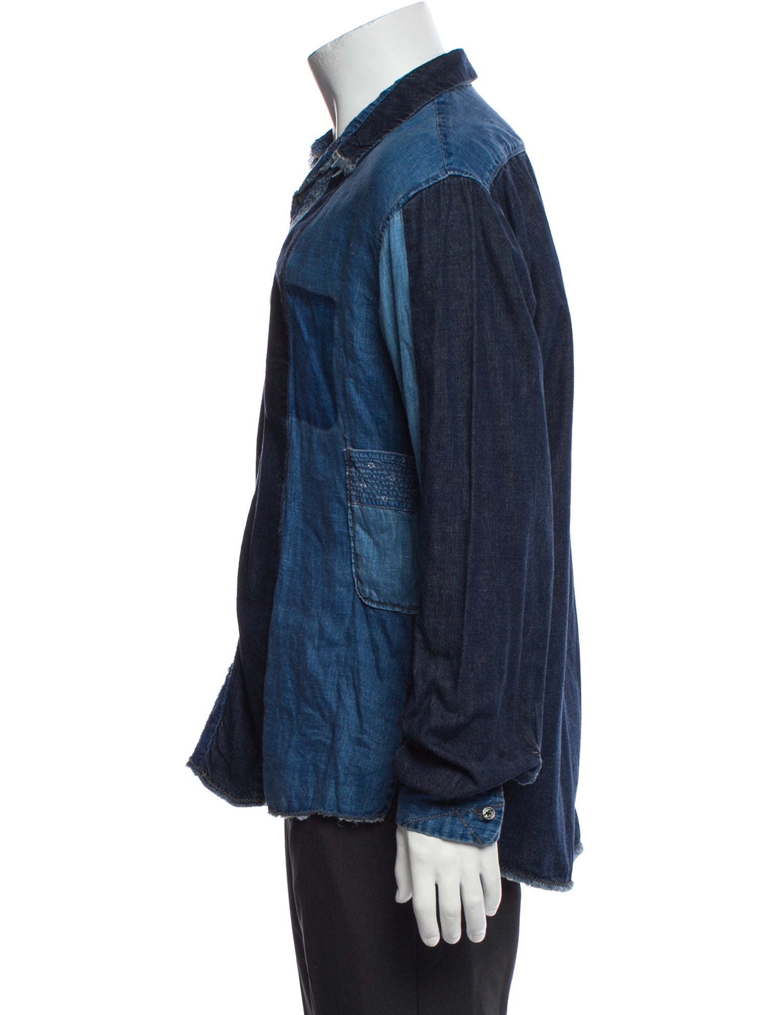 Kapital IDG Patch Kathmandu Colorblock Pattern Denim Shirt