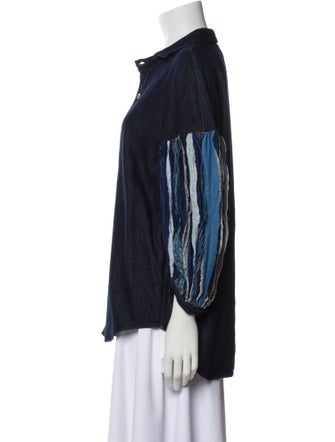 Kapital Denim Hobo Remake Buffan Three-Quarter Sleeve Button-Up Top