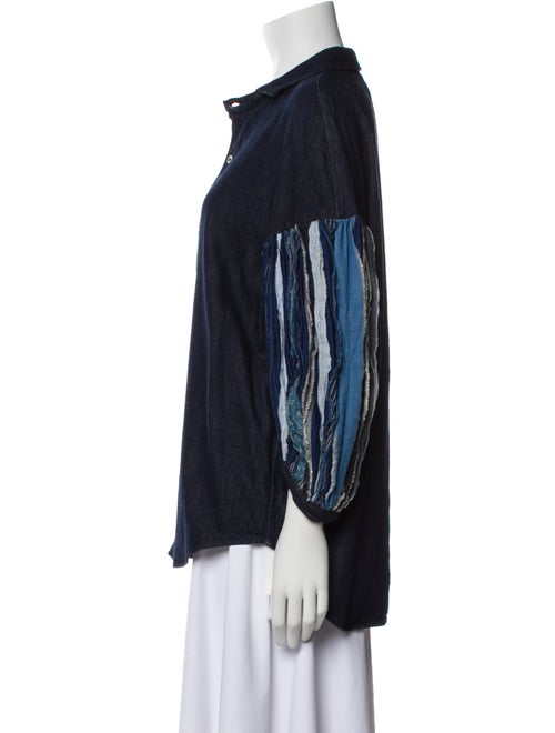 Kapital Denim Hobo Remake Buffan Three-Quarter Sleeve Button-Up Top