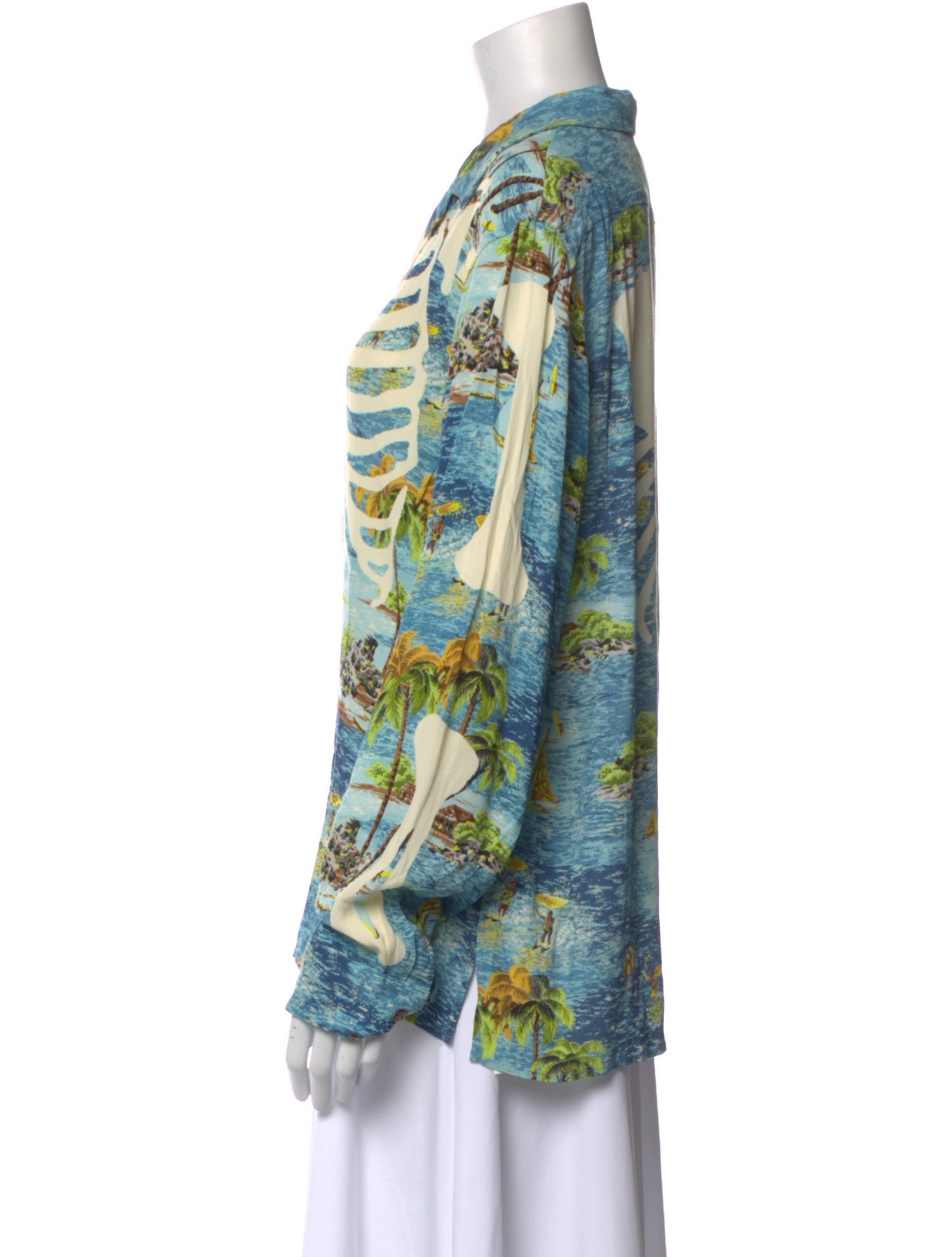 Kapital Printed Long Sleeve Button-Up Top