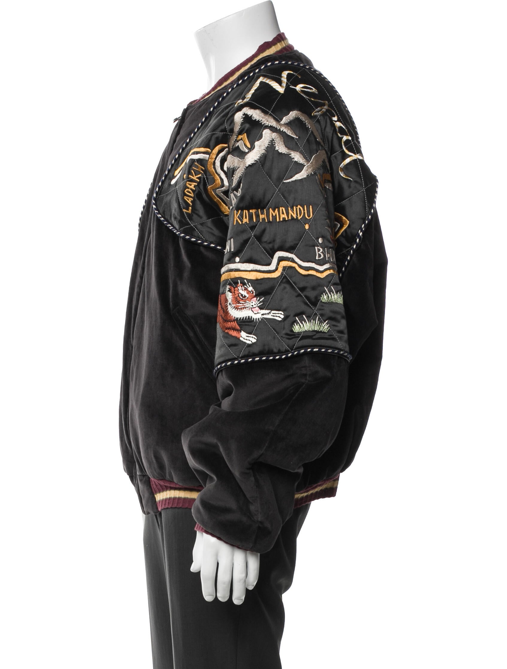 Kapital Velveteen Sham Bomber Graphic Print Moto Jacket