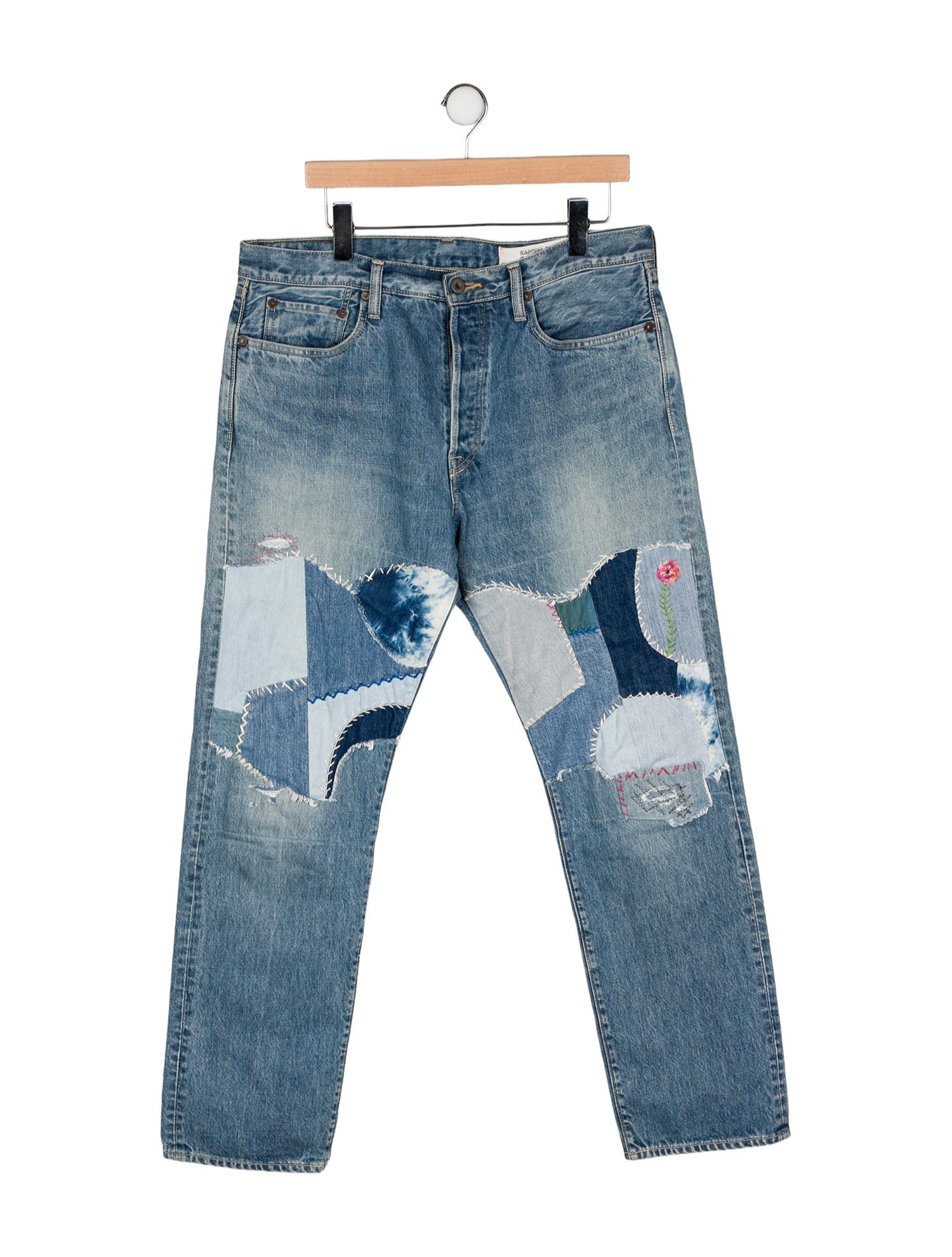 Kapital 5P 'Monkey' Patchwork Straight-Leg Jeans