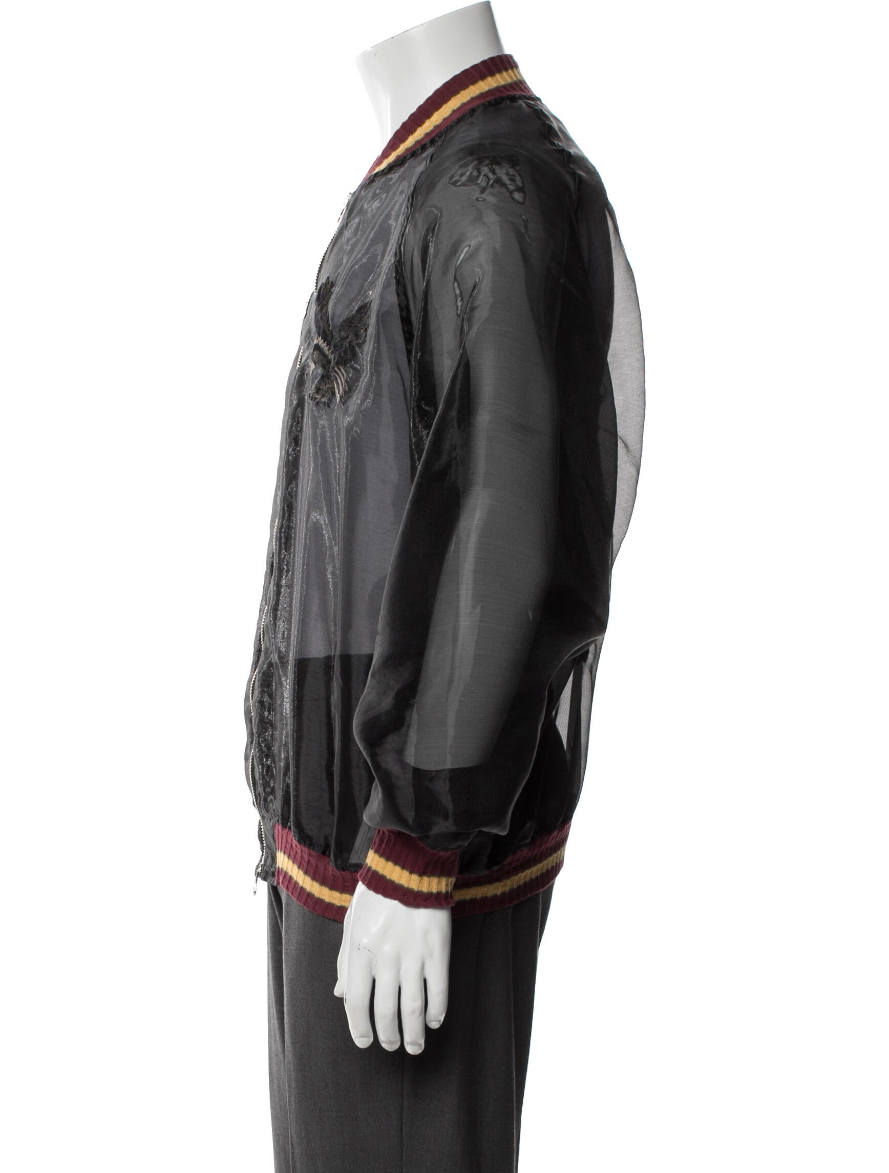 Kapital Sheer Pearl Mosquito Guard Souvenir Colorblock Pattern Bomber Jacket