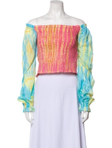 Kavita Bhartia Tops Printed Off-The-Shoulder Crop Top Petite