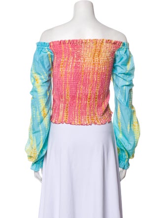 Kavita Bhartia Printed Off-The-Shoulder Crop Top