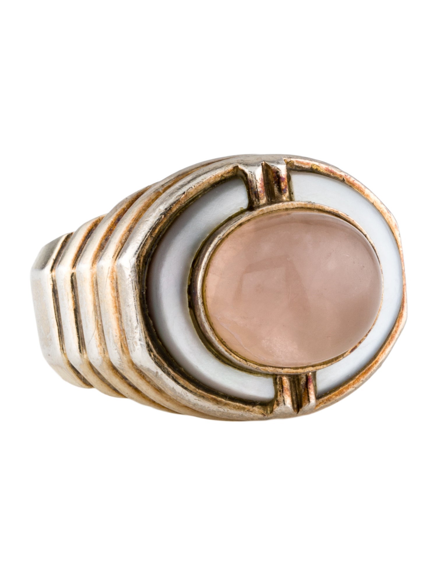 Kai-Yin Lo Mother of Pearl & Rose Quartz Cocktail Ring