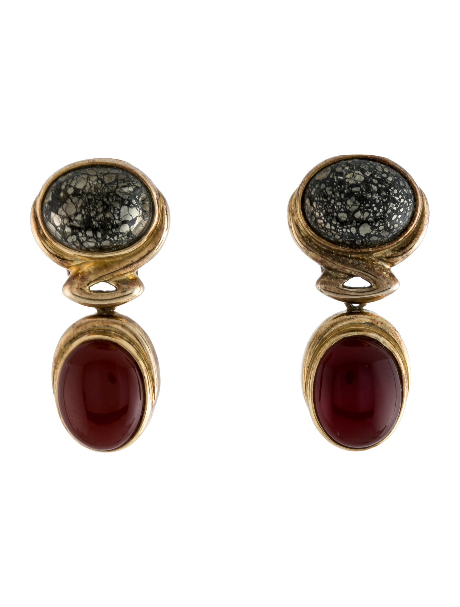 Kai-Yin Lo Quartz Pyrite & Carnelian Convertible Clip-On Earrings